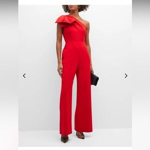 Milly KNOX red one shoulder jumpsuit size 0